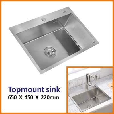 Apron Topmount Stainless Steel Kitchen Sink Brushed 65x45 18 Gauge