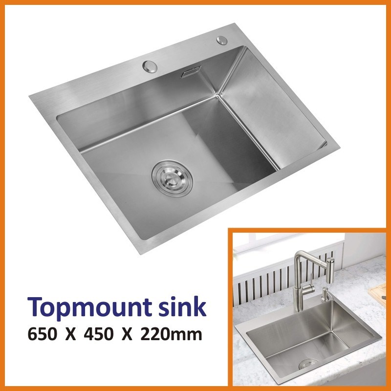 Apron Topmount Stainless Steel Kitchen Sink Brushed 65x45 18 Gauge